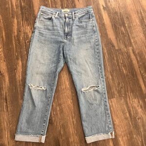 Madewell High-Rise Slim Crop Boyjean | Distressed | Size 27
